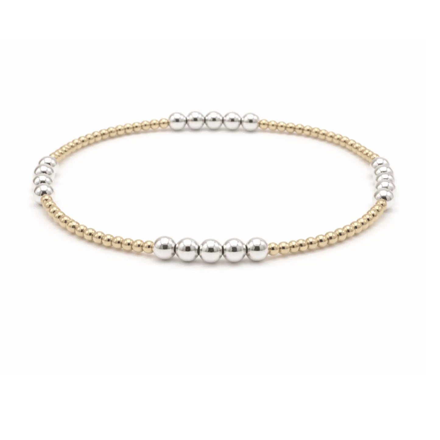 Erin Gray Hamptons mixed metal 2x4 beaded bracelet with multi-tone metal beads and a stylish, modern design.