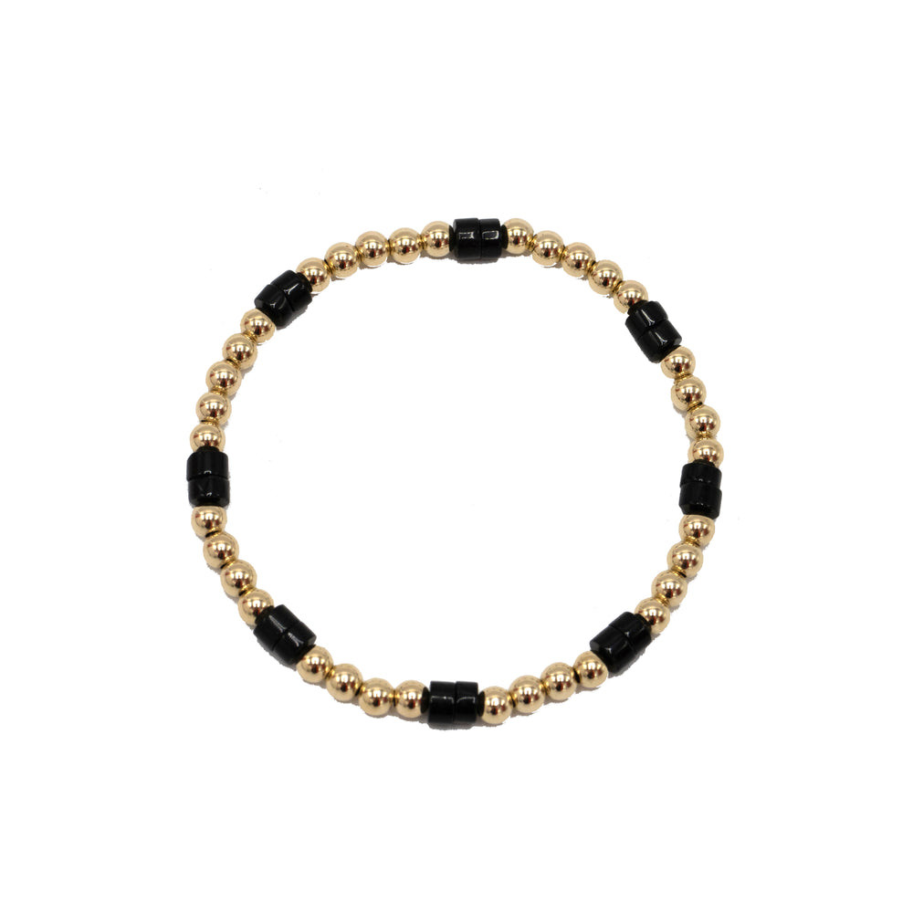 Heishi black stone and gold-filled bracelet – Erin Gray