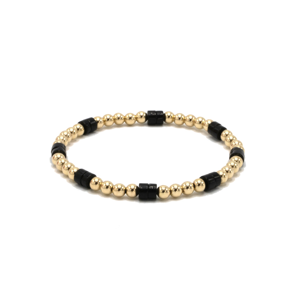 Heishi black stone and gold-filled bracelet – Erin Gray