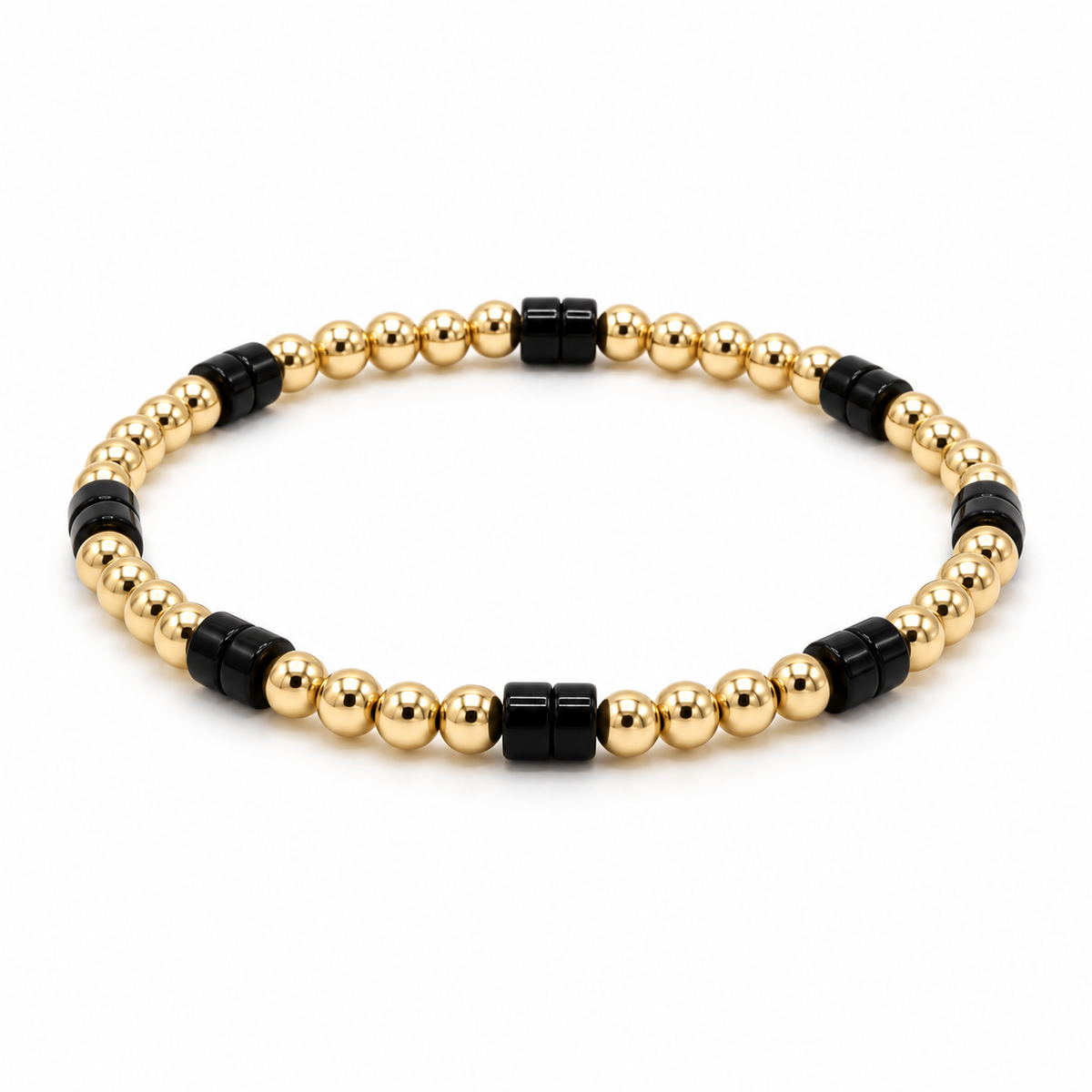 The Heishi Black Stone & 14k Gold filled Waterproof Bracelet erin gray