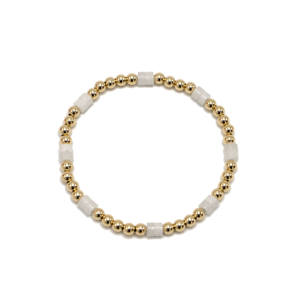 White Heishi stone and gold-filled bracelet – Erin Gray