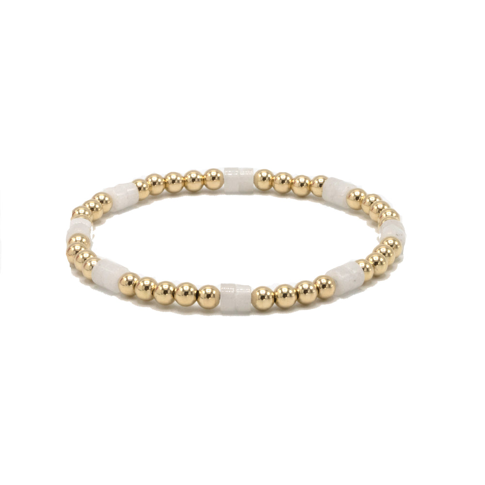 White Heishi stone and gold-filled bracelet – Erin Gray