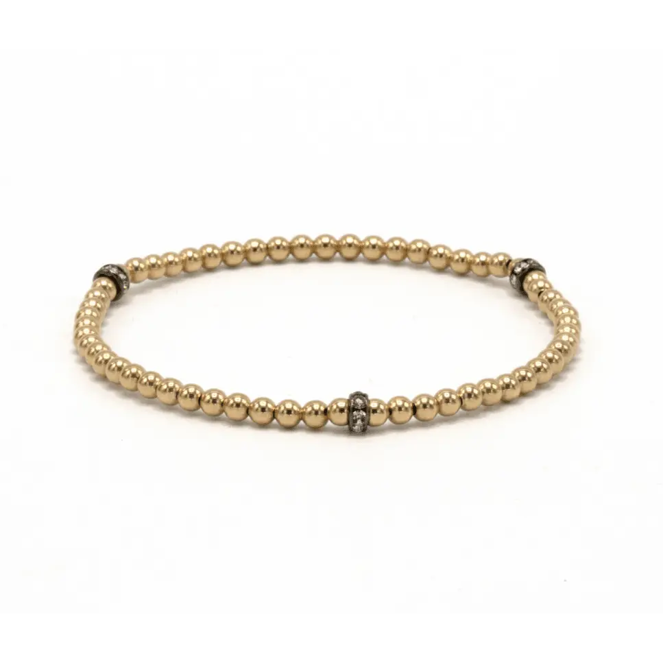 Gold filled bead bracelet with 3mm Karma glitter beads from erin gray, showcasing a stylish jewelry accessory.