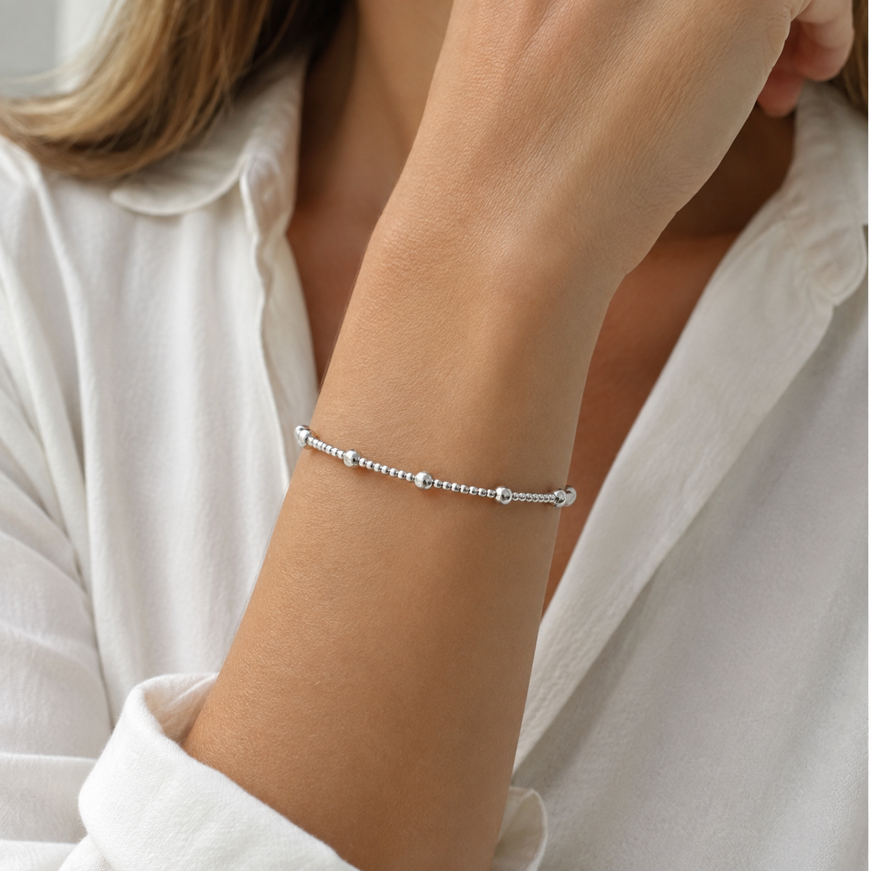 2mm Sterling Silver Waterproof Karma bracelet (with twelve 4mm) erin gray