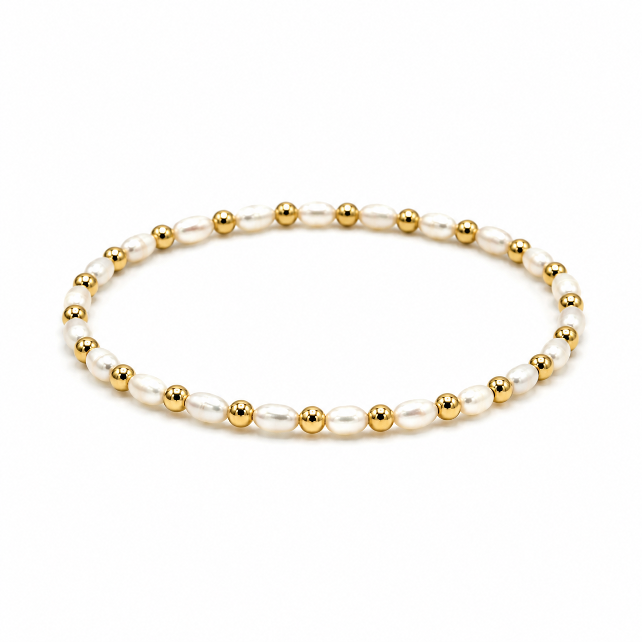 3mm Montauk 14k Gold and Pearl Waterproof Bracelet erin gray