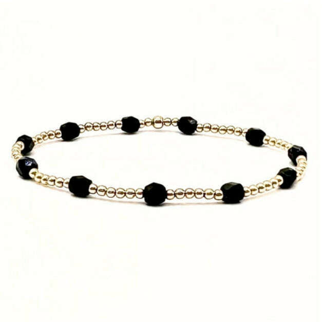 Black & gold-filled beaded bracelet - Erin Gray