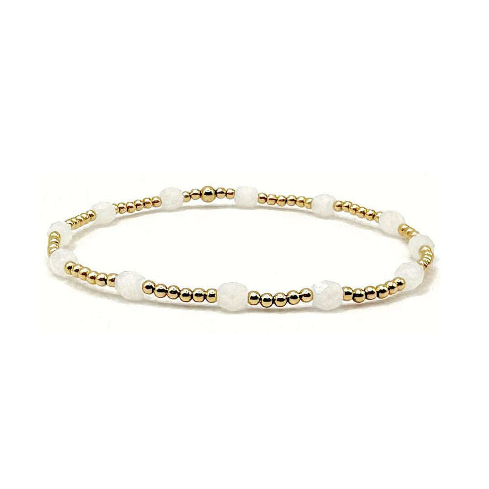 White & gold-filled beaded bracelet - Erin Gray