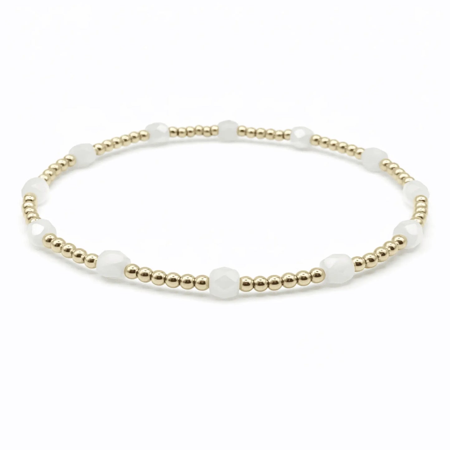 Gold-filled beaded bracelet from Erin Gray's Key West collection in winter white, showcasing elegant jewelry design.