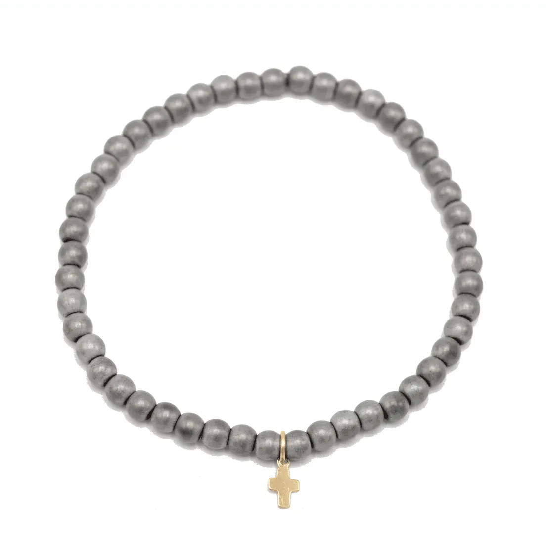 Light gray Luxe Cross bracelet by erin gray, featuring a sleek jewelry design with a prominent cross charm.