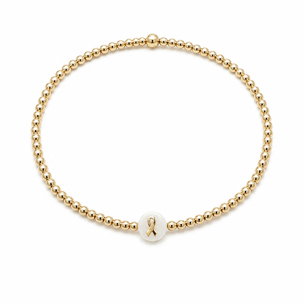 2mm Gold Filled CURE Mother of Pearl Charm Waterproof Bracelet erin gray