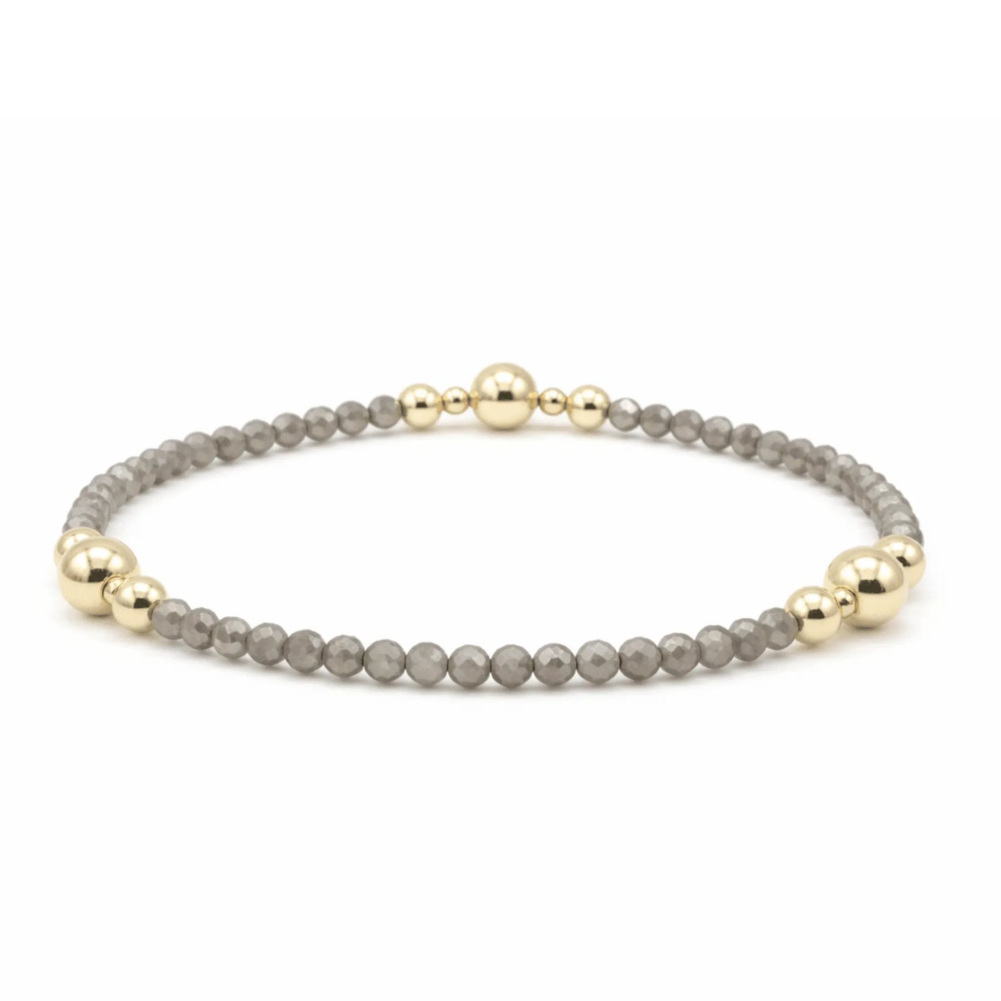 Nantucket Shimmer Gray beaded bracelet by erin gray featuring 14K gold-filled accents and elegant beaded design.