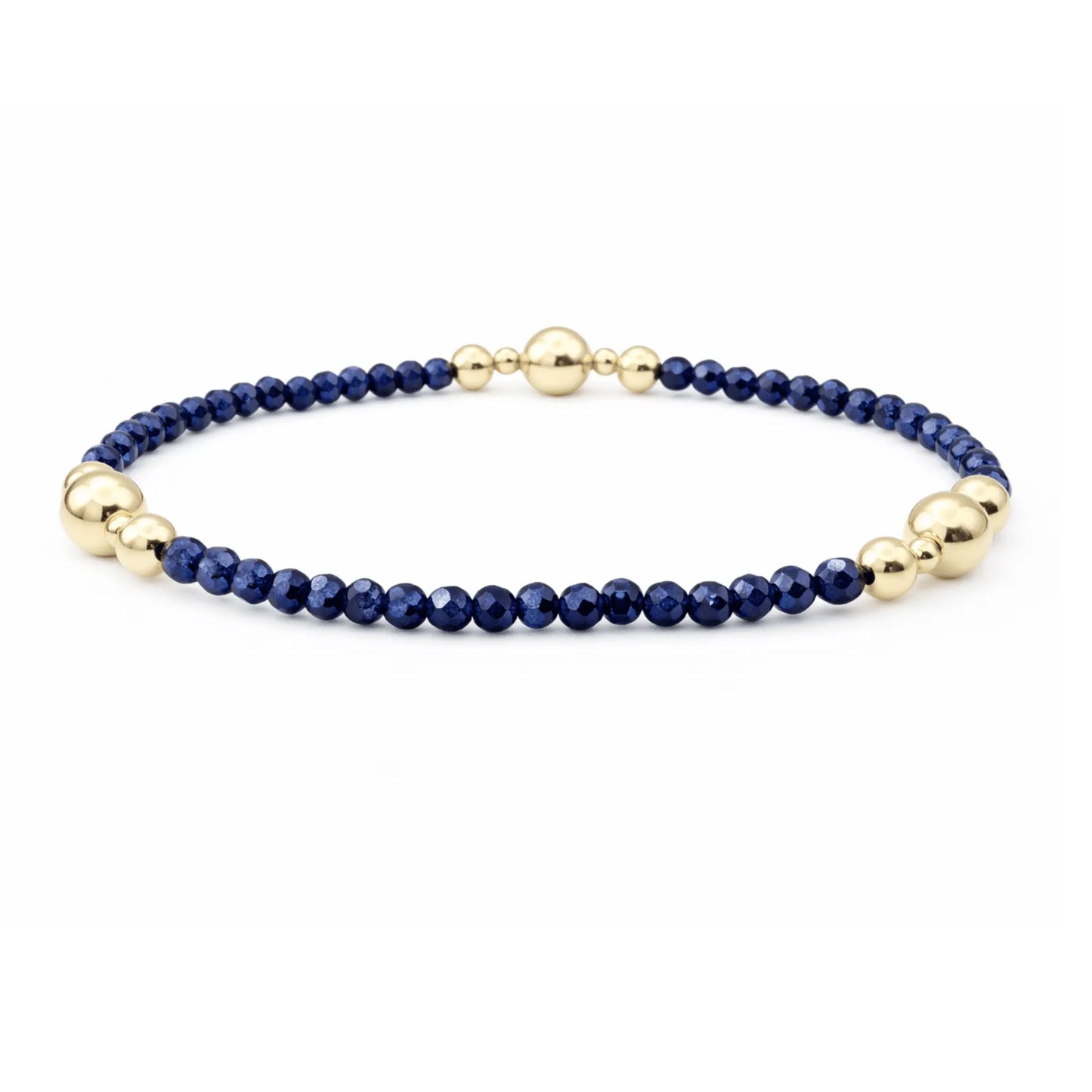 Navy and gold beaded bracelet from erin gray's Nantucket Shimmer collection featuring 14k gold-filled beads and a sleek design.