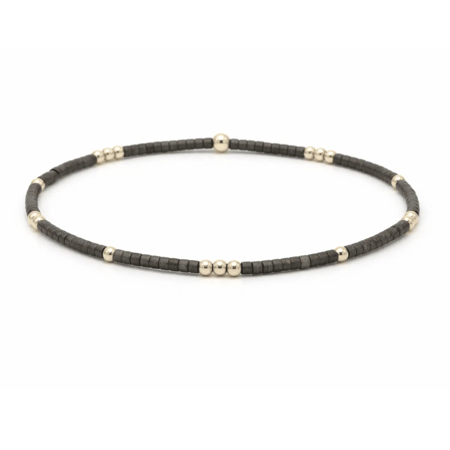 Erin Gray 2mm Newport waterproof bracelet with graphite and gold-filled accents, featuring diamond charms.
