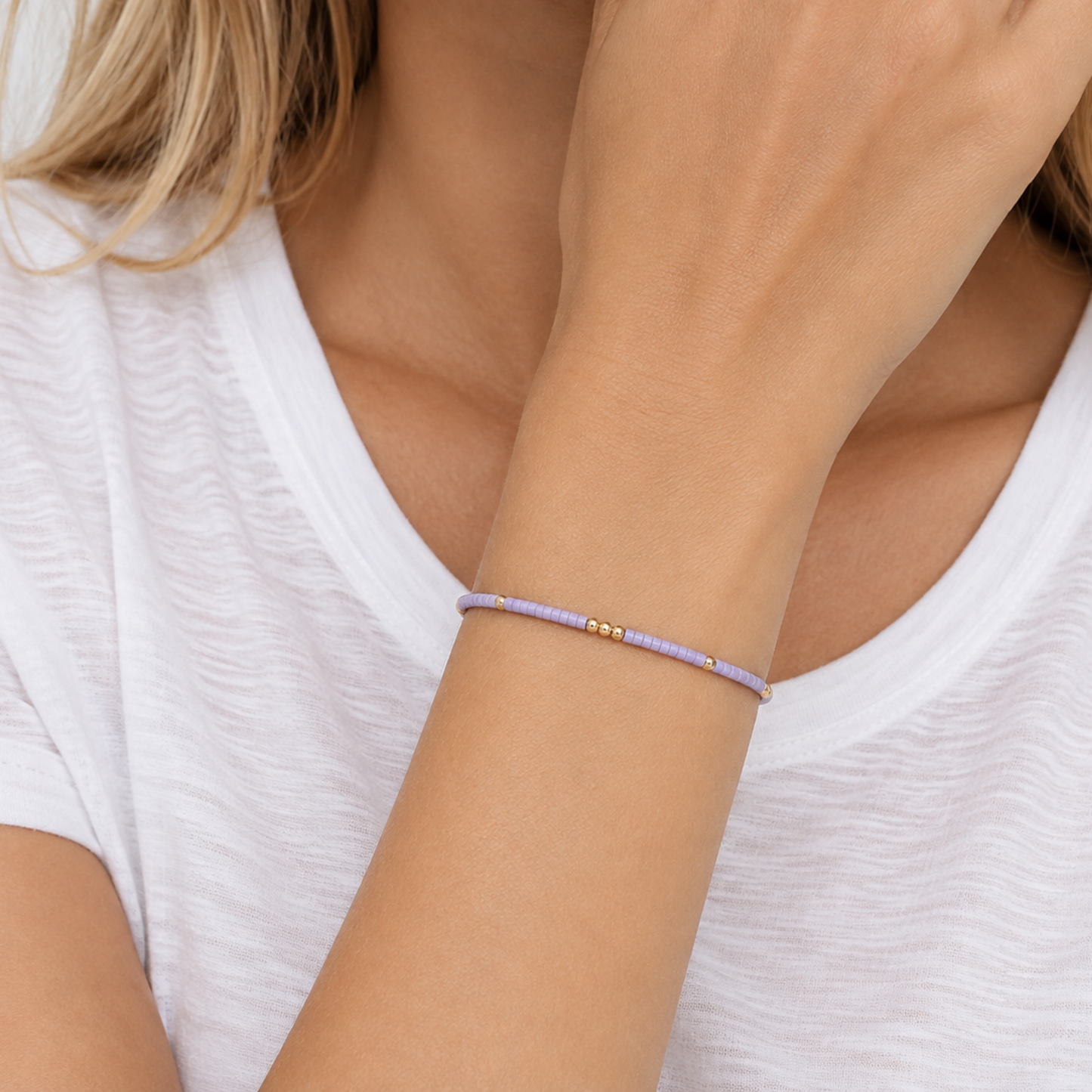 2mm Newport LAVENDER + Gold Filled Waterproof Bracelet erin gray