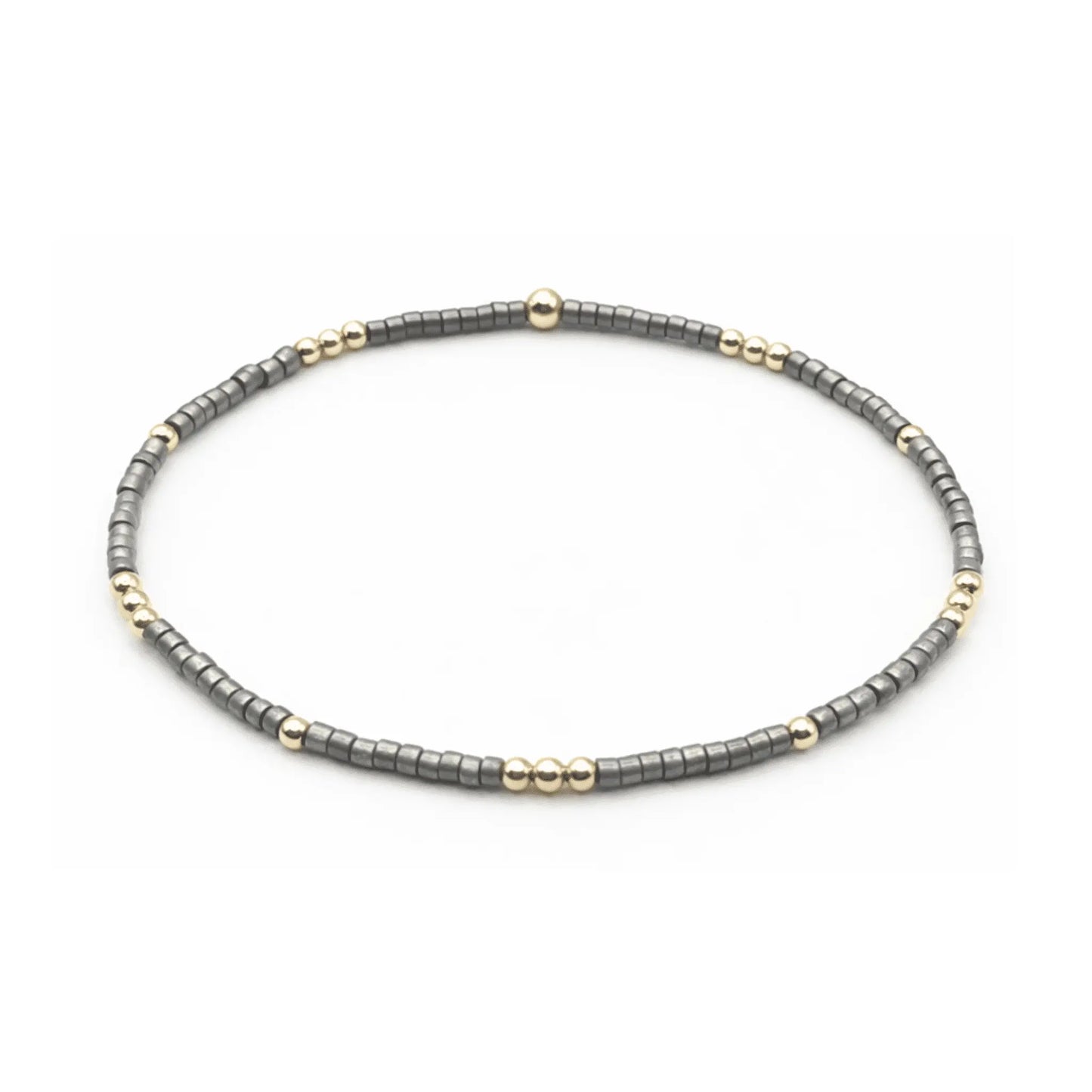 Erin Gray waterproof bracelet featuring 2mm Newport PEWTER and gold-filled accents, stylish jewelry for everyday wear.