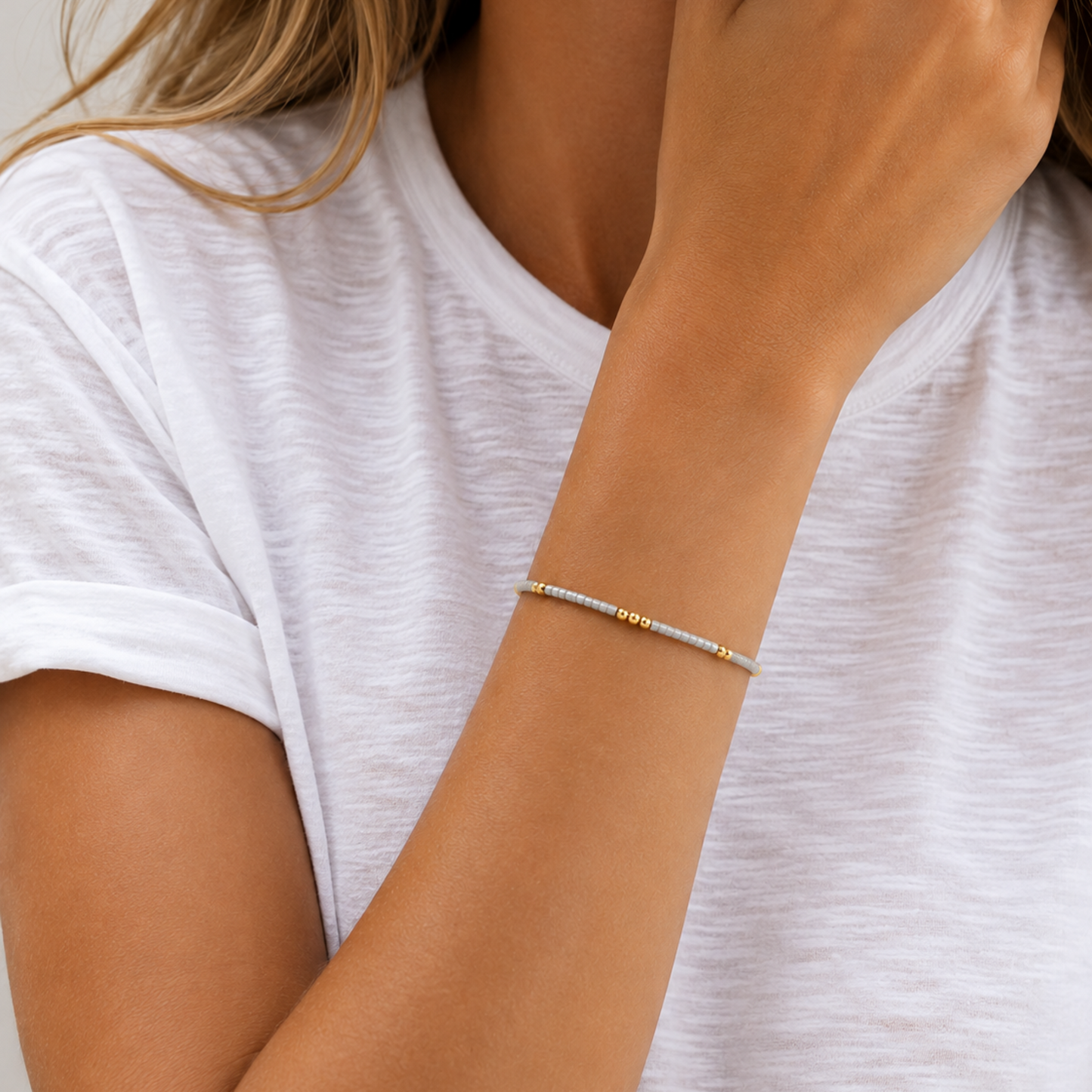 2mm Newport SILVER + Gold Filled Waterproof Bracelet erin gray