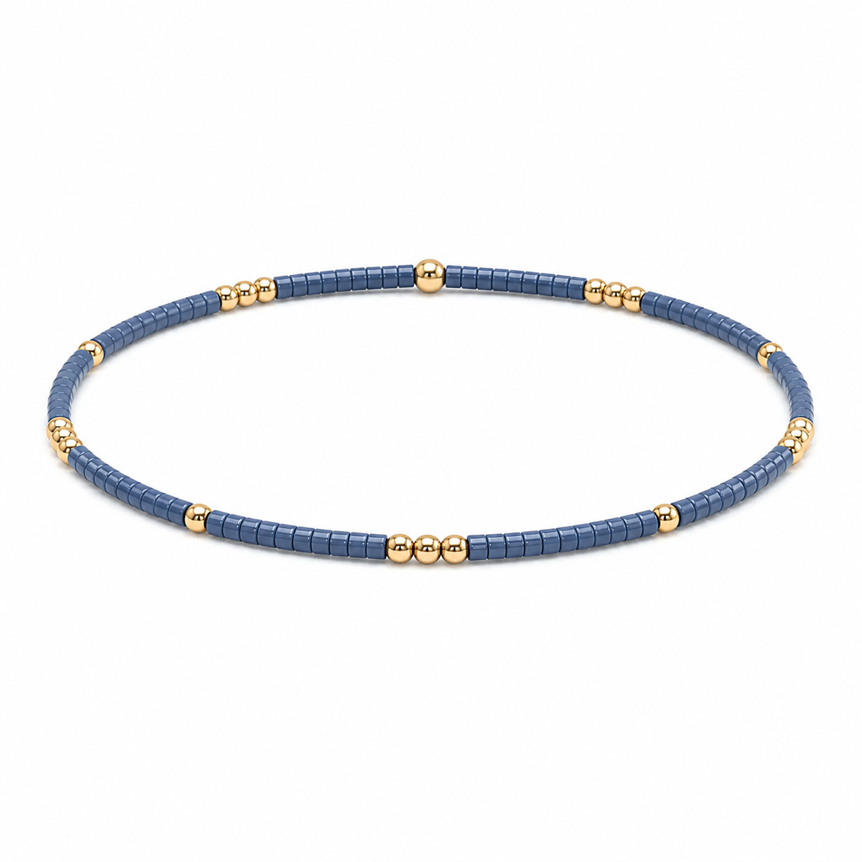 2mm Newport STEEL BLUE + Gold Filled Waterproof Bracelet erin gray