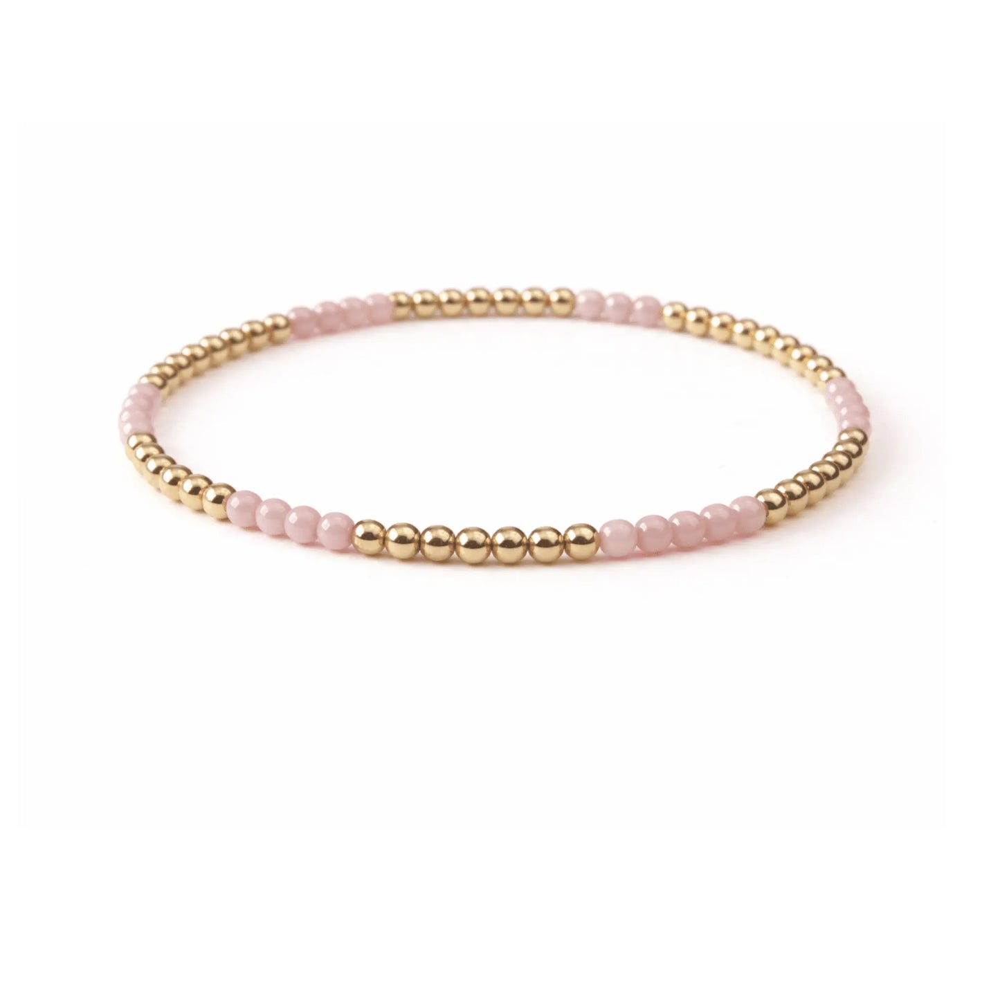 Pink stone beaded bracelet with 14k gold-filled accents from erin gray jewelry, showcasing elegant beaded design and refined craftsmanship.