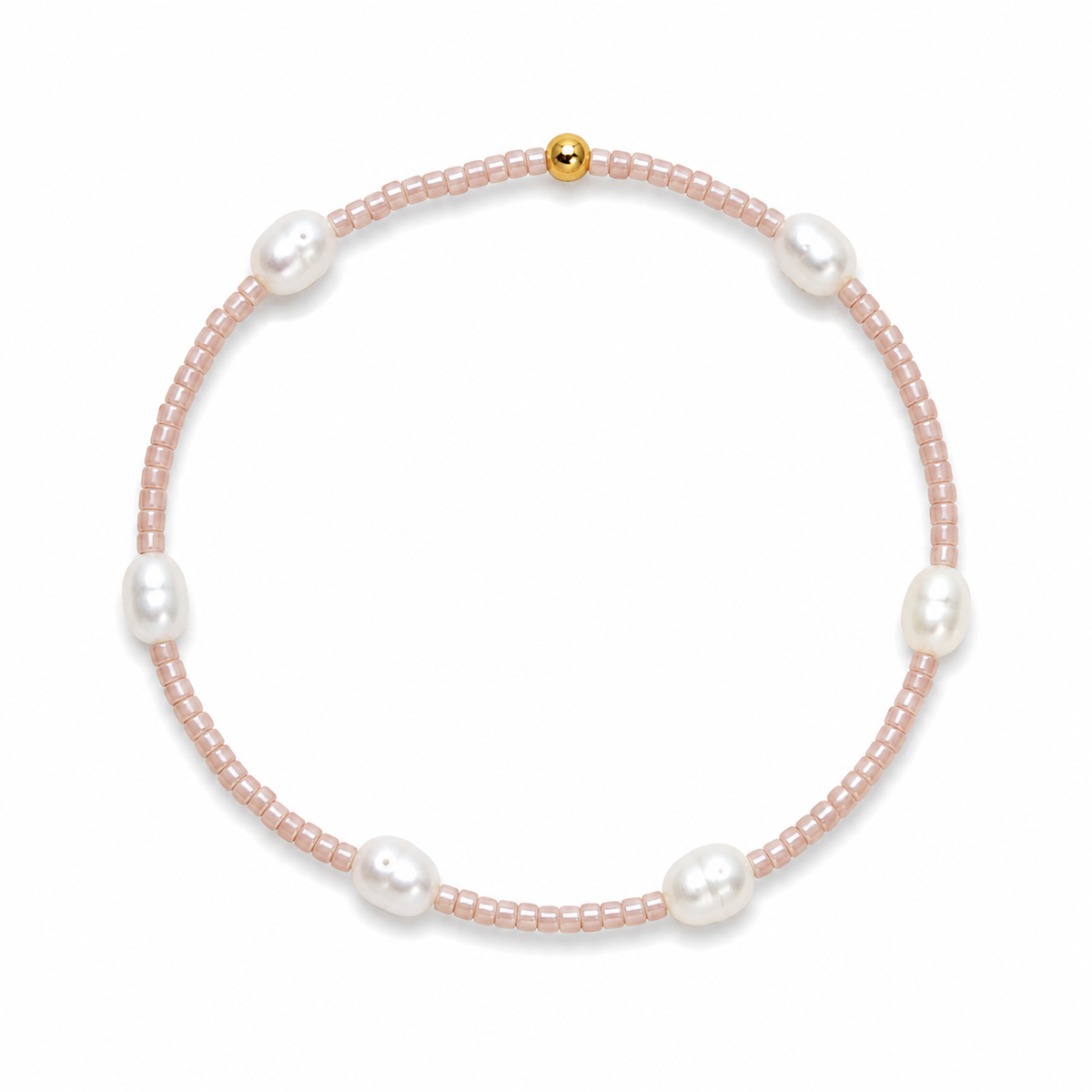 Sedona Pearl and Beaded Stretch Bracelet in Pale Pink erin gray