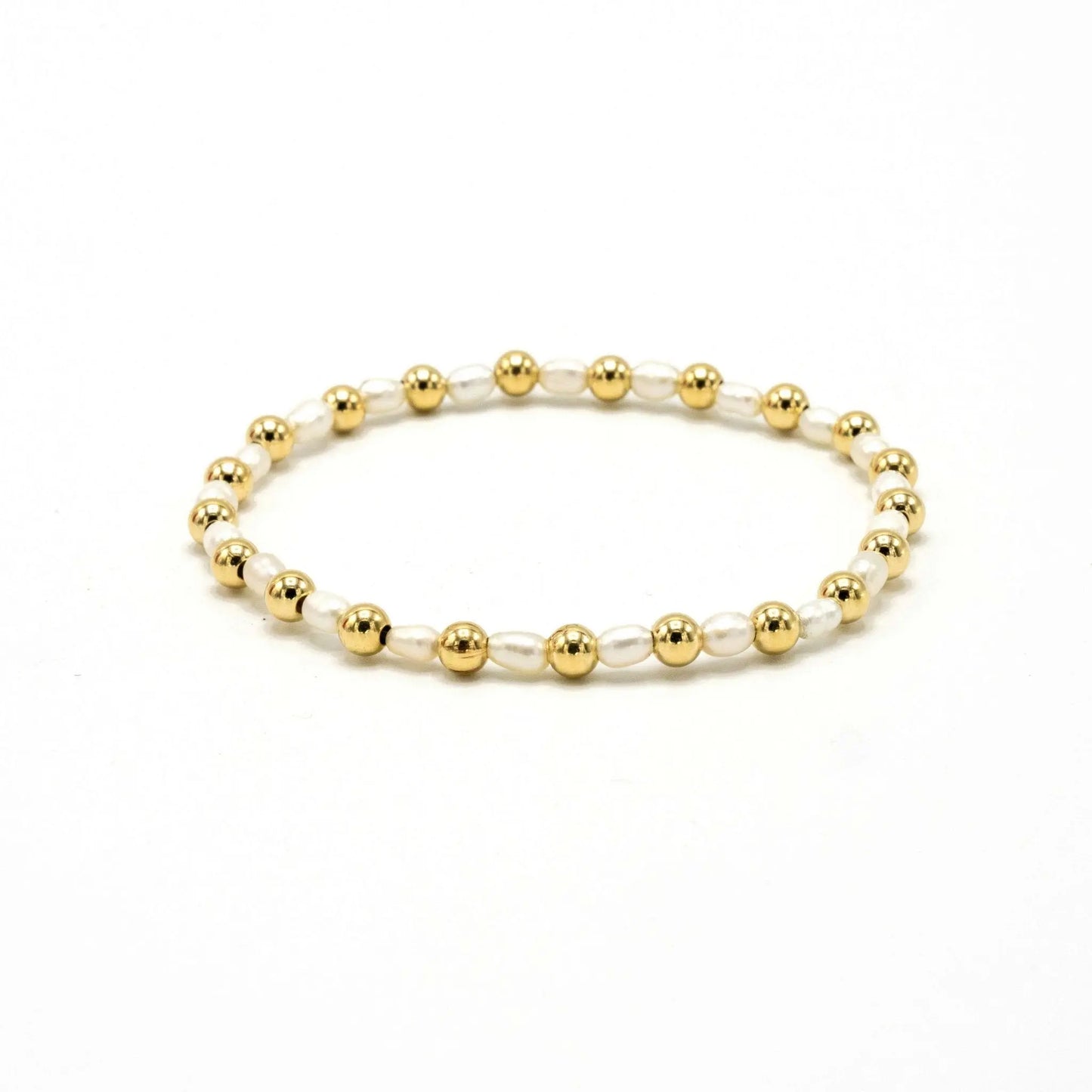 14k gold and pearl waterproof bracelet from erin gray, featuring a 4mm Montauk design with elegant jewelry craftsmanship.