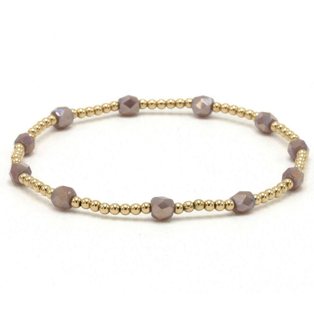 Taupe & gold-filled beaded bracelet - Erin Gray