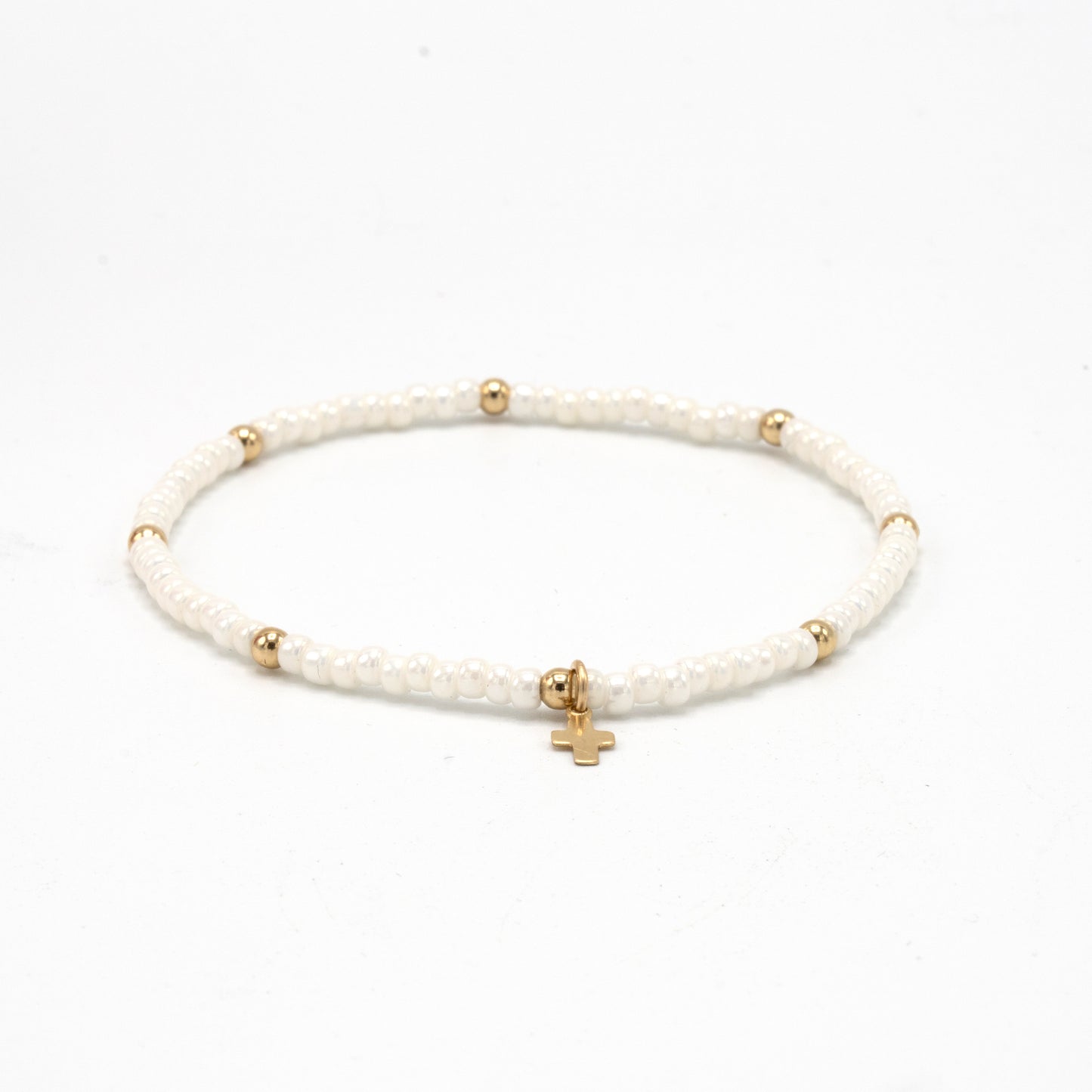 Luxe Cross Bracelet in PEARL WHITE