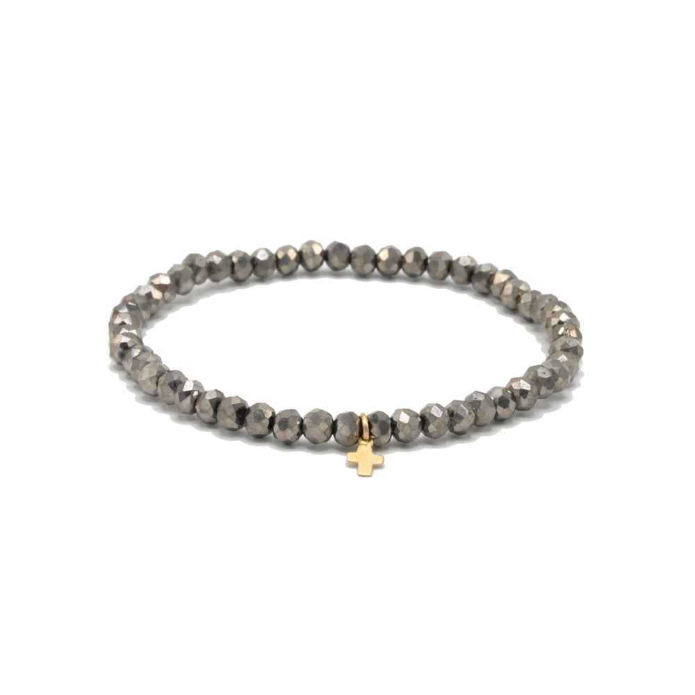 Luxe Cross Bracelet in Metallic Gray