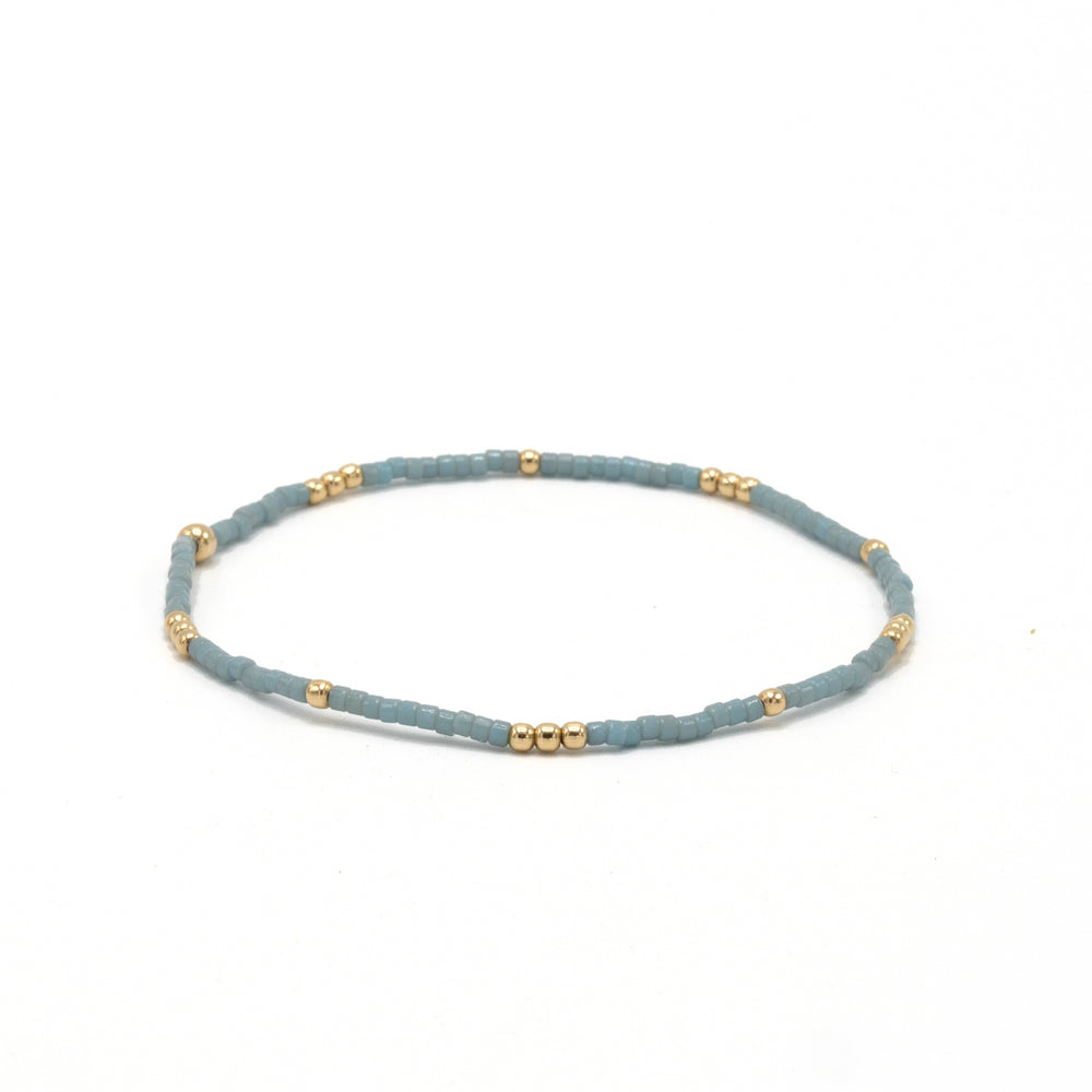 2mm Newport PALE TURQUOISE Blue + Gold Filled Waterproof Bracelet