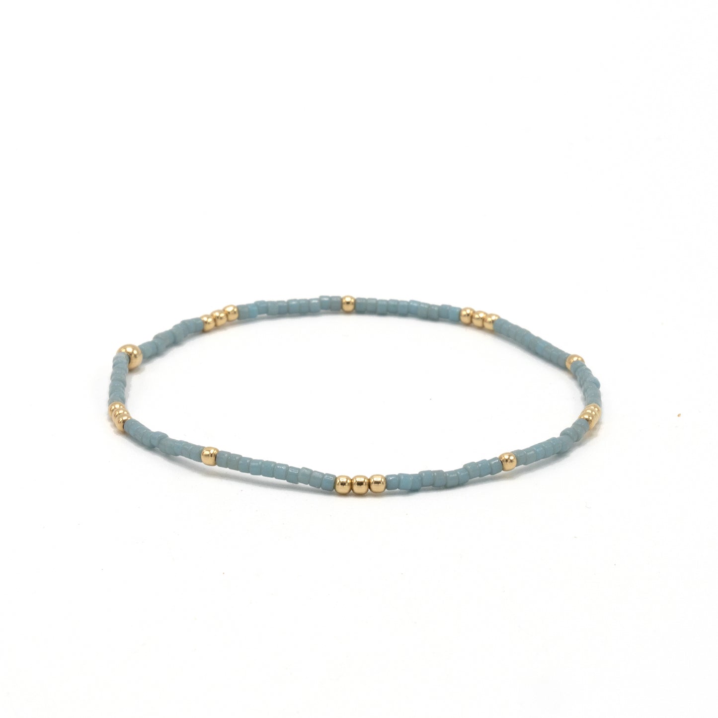 2mm Newport PALE TURQUOISE Blue + Gold Filled Waterproof Bracelet