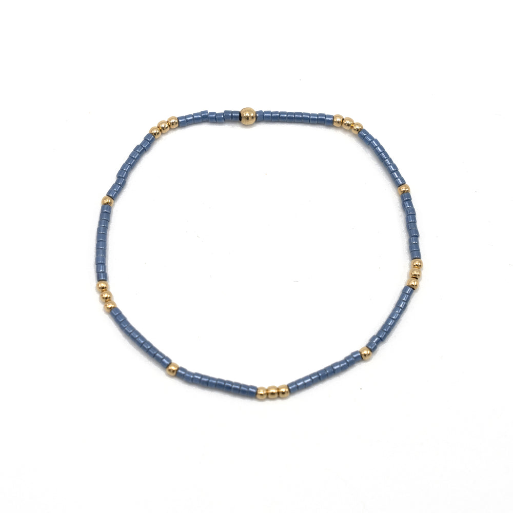 2mm Newport STEEL BLUE + Gold Filled Waterproof Bracelet