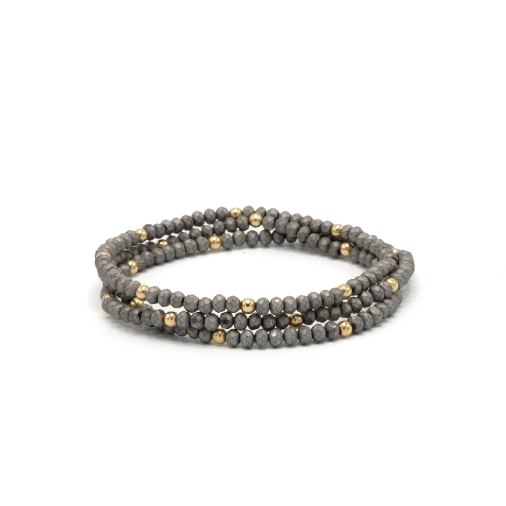 OG Classic Bracelet Stack in Matte Gray + Gold Filled