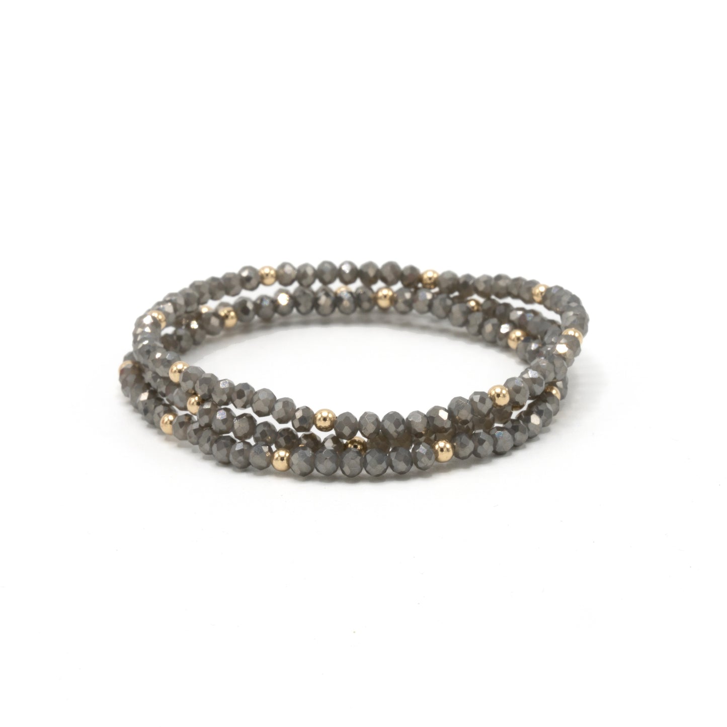 OG Shimmer Bracelet Stack in Light Gray + Gold Filled