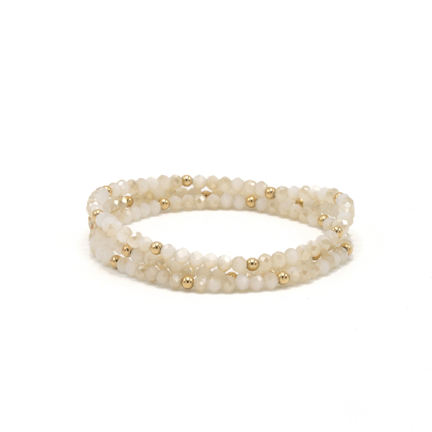 OG Shimmer Bracelet Stack in Winter White + Gold Filled