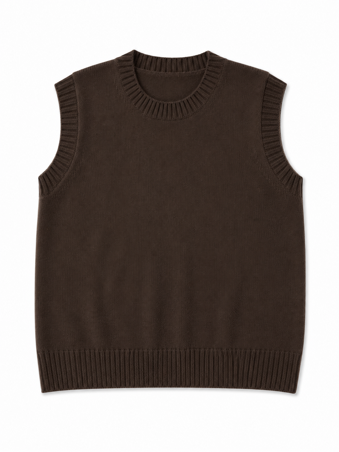 Cashmere Vest Sweater in Espresso Brown erin gray