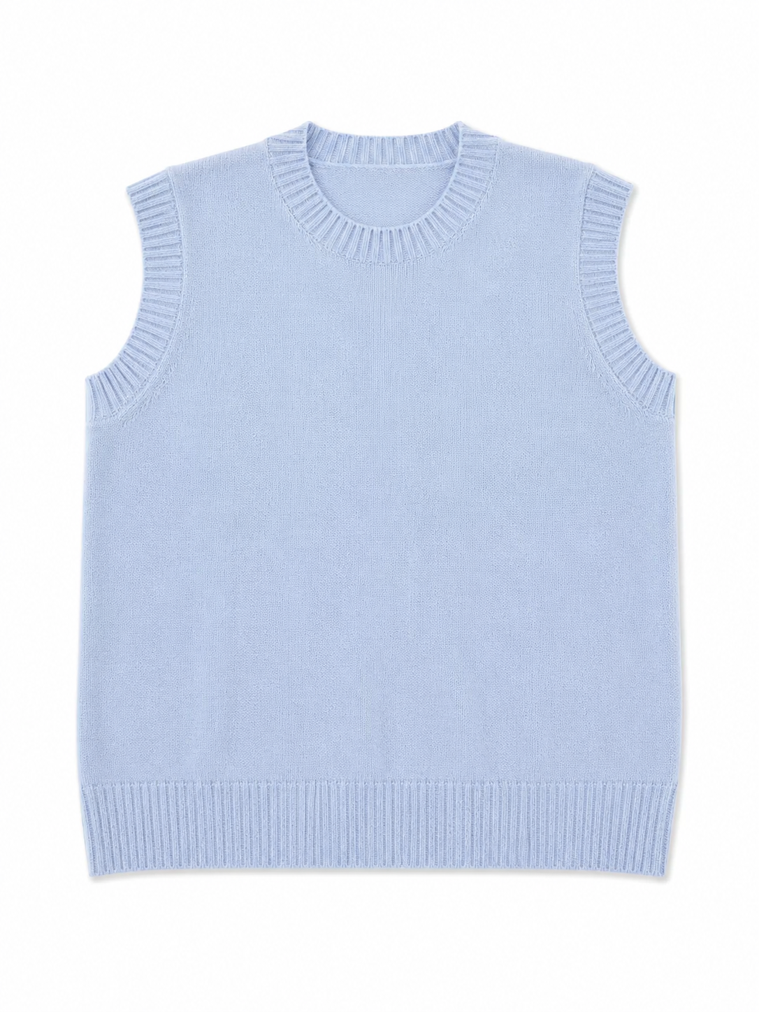 Cashmere Vest Sweater in Light Blue erin gray