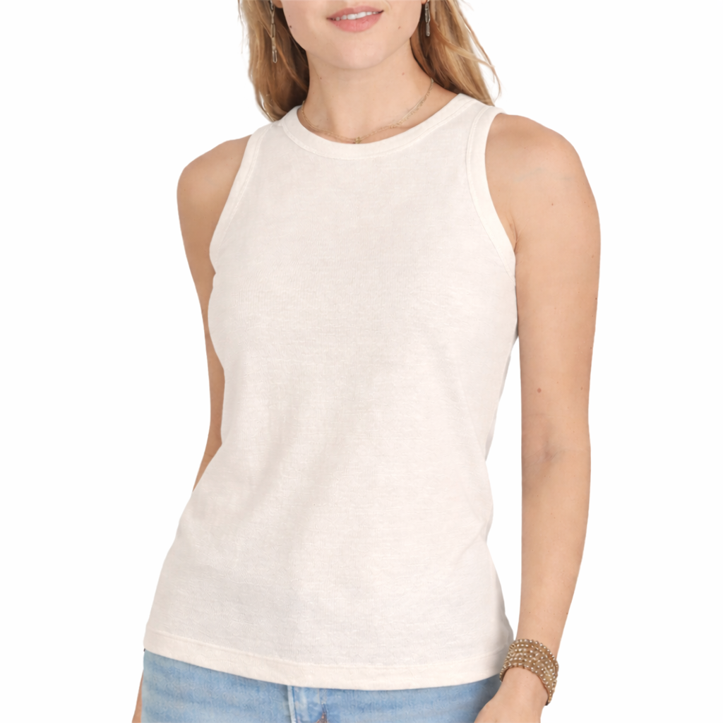 Everyday High Neck Cotton Tank in Oyster