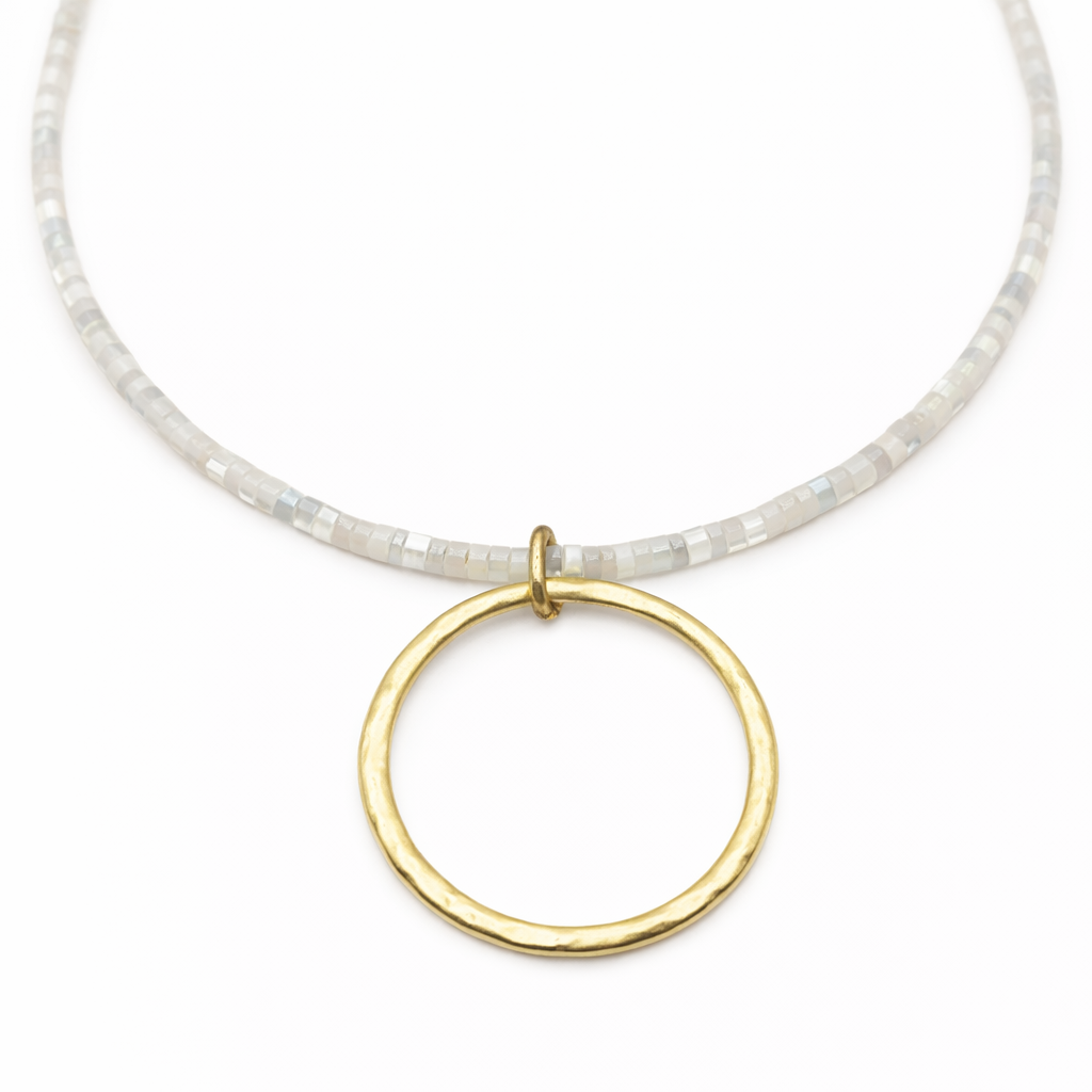 The Heishi "Big Gold" Necklace in Winter White