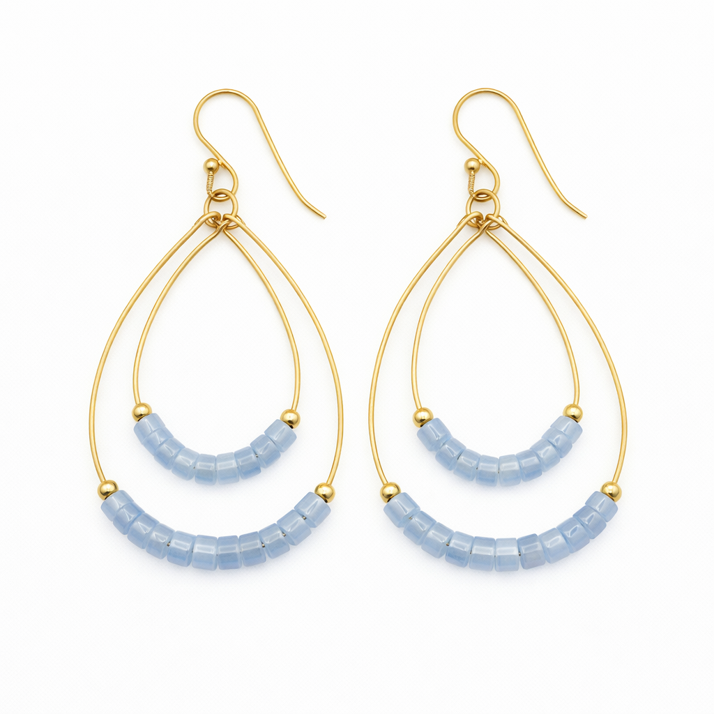 Heishi Ella Cate Earring in AQUAMARINE