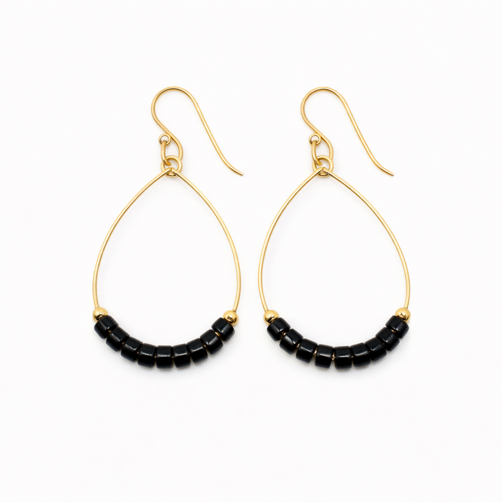 Heishi Aster Earring in BLACK - Waterproof