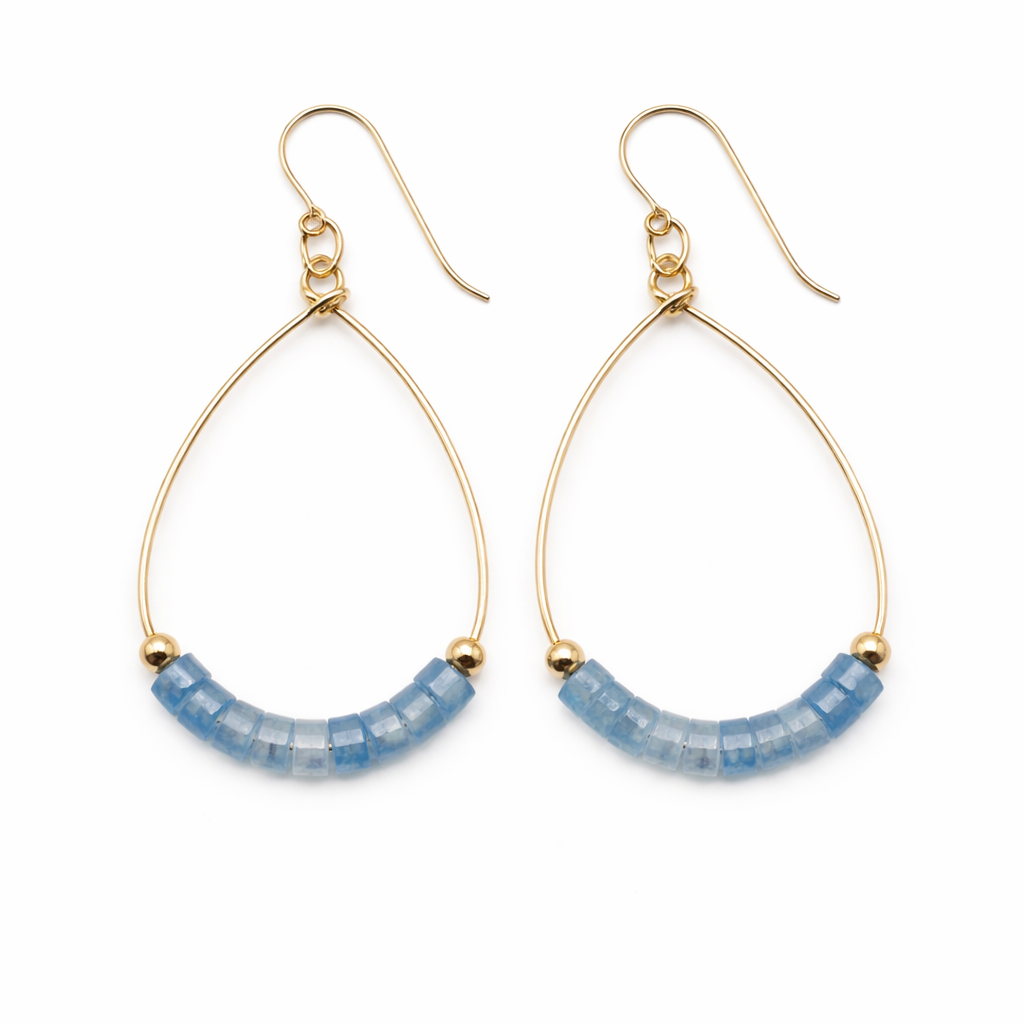 Heishi Aster Earring in AQUAMARINE - Waterproof