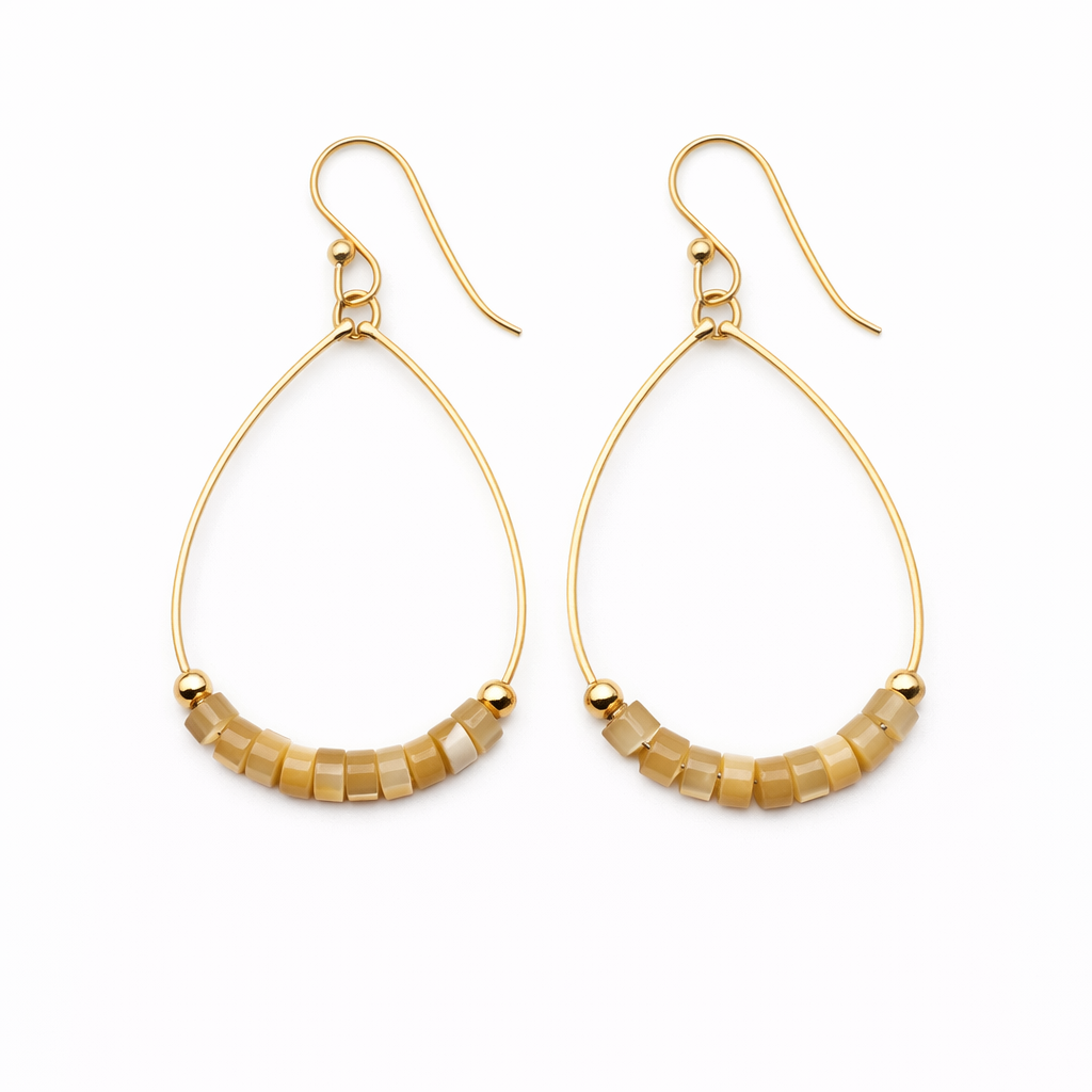 Heishi Aster Earring in NATURAL - Waterproof