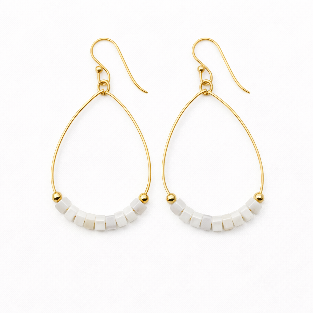 Heishi Aster Earring in WHITE - Waterproof