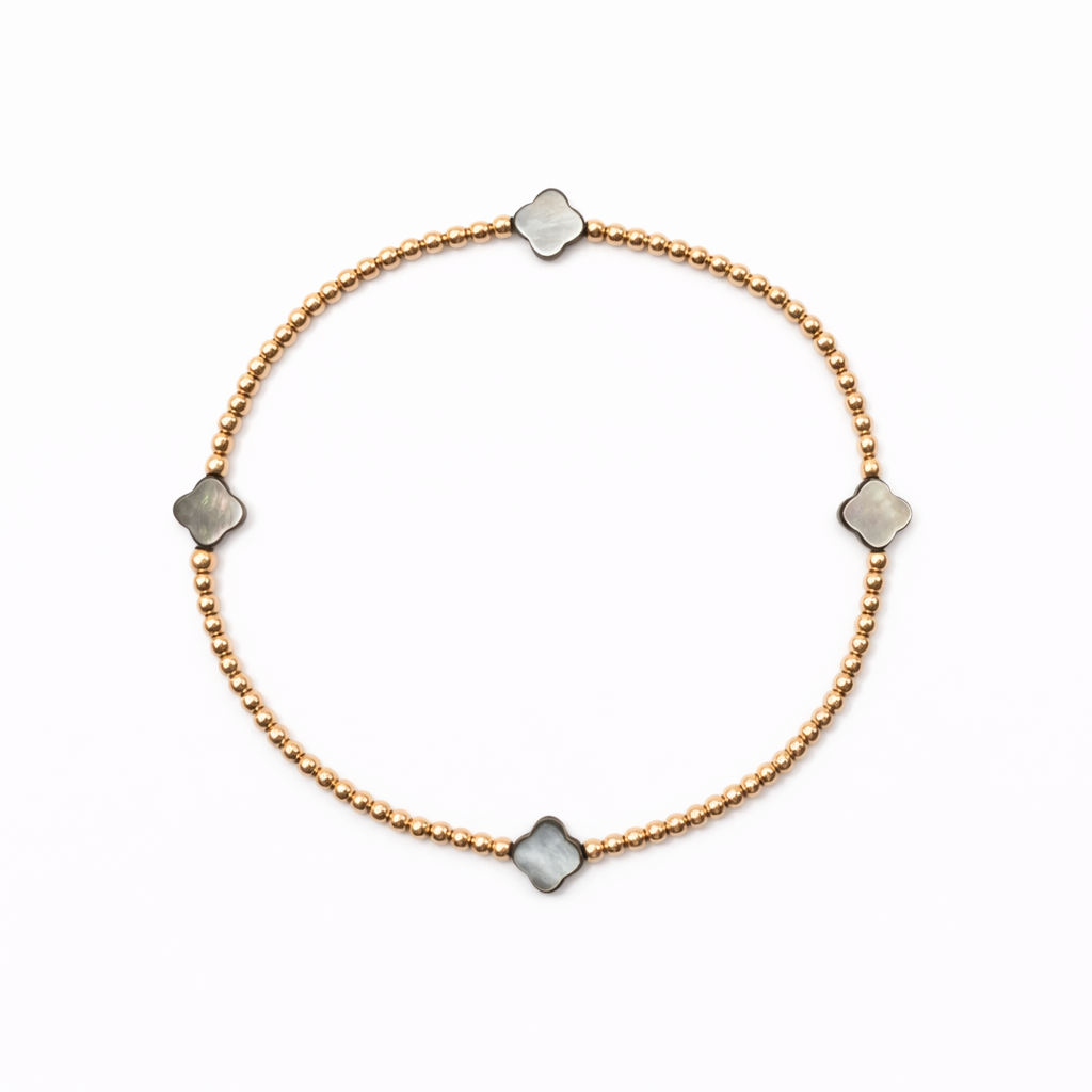 The Lucky Clover Bracelet in Black Mother of Pearl