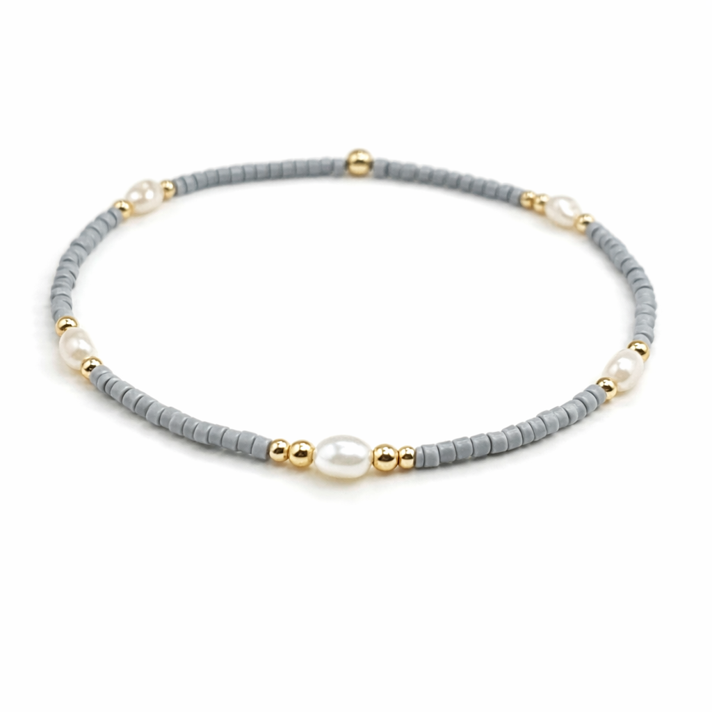 Game Day - Pearl, Gray & Gold-Filled Waterproof Bracelets