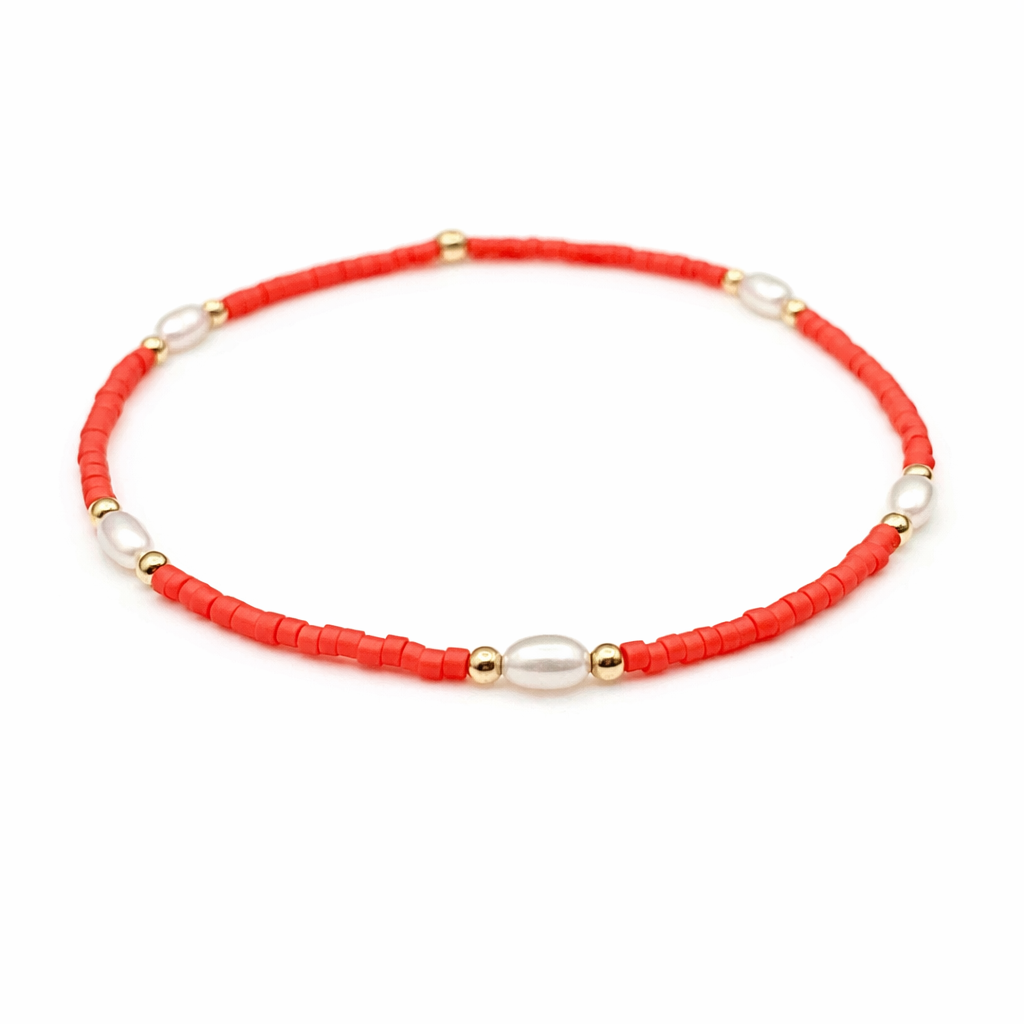 Game Day - Pearl, Orange & Gold-Filled Waterproof Bracelets