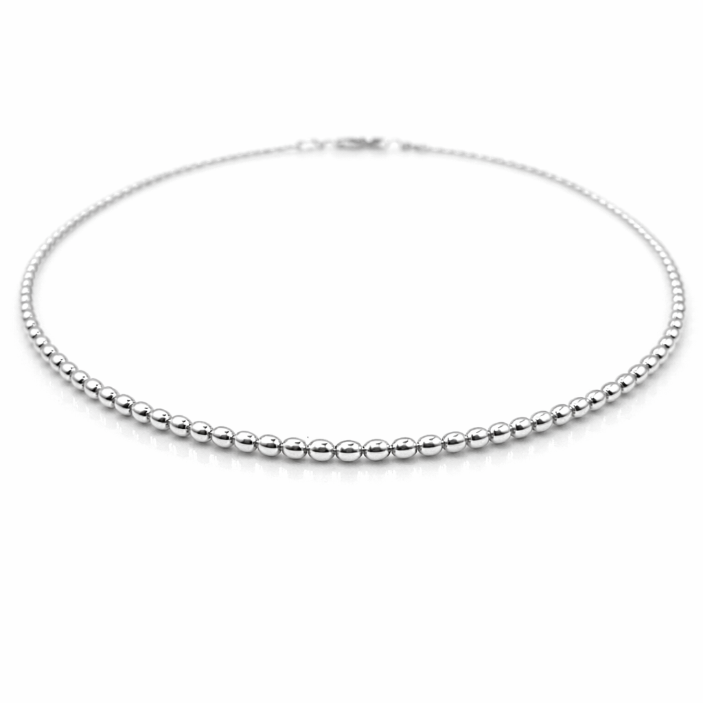 Sterling Silver 16" Oval Pattern Necklace - Waterproof!