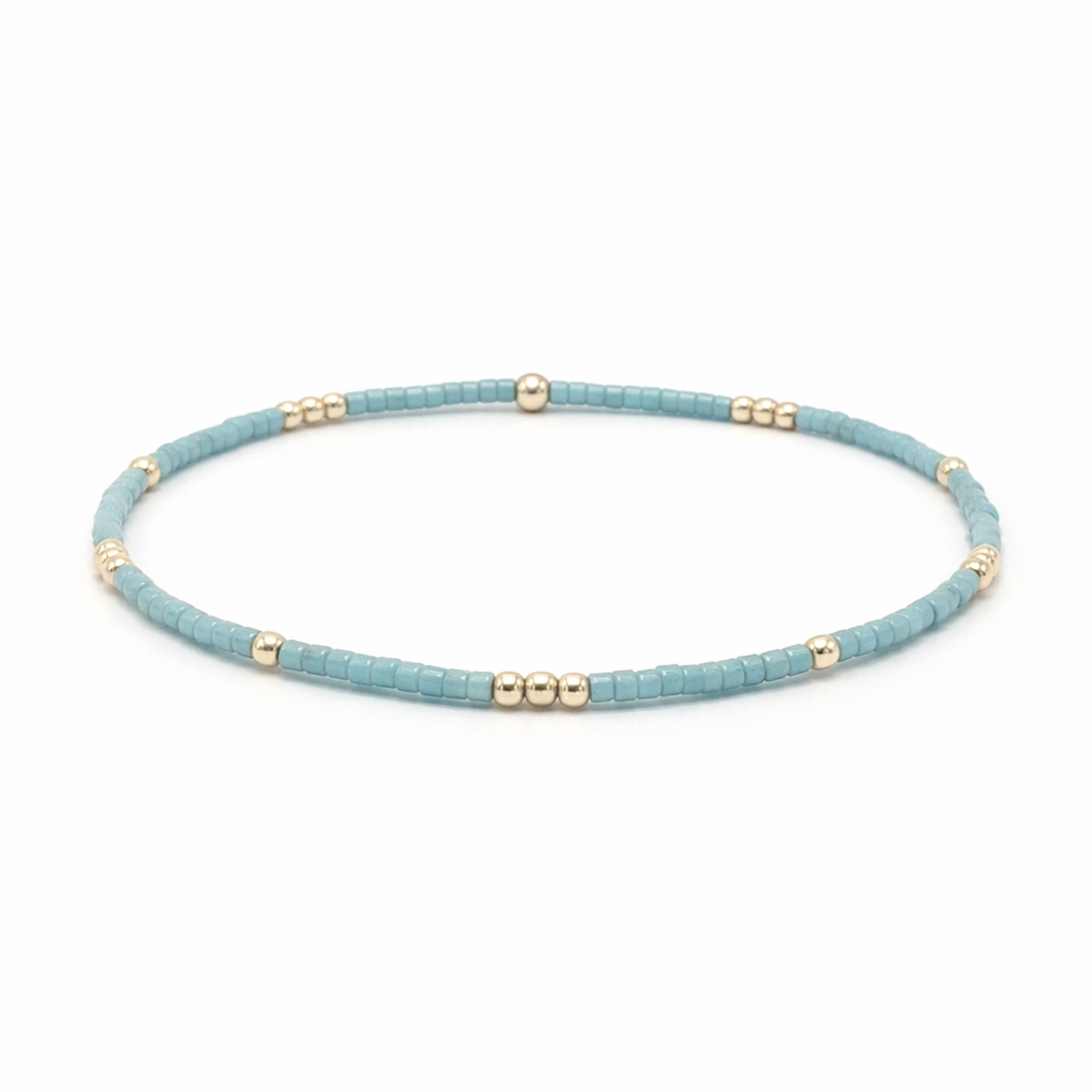 2mm Newport PALE TURQUOISE Blue + Gold Filled Waterproof Bracelet