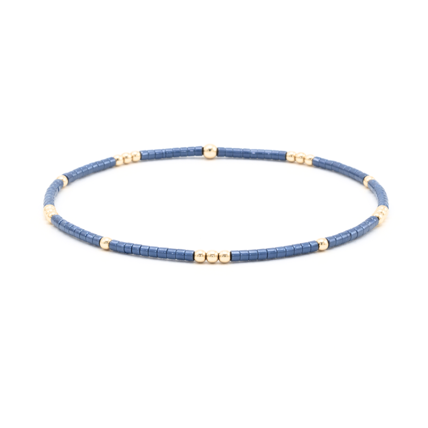 2mm Newport STEEL BLUE + Gold Filled Waterproof Bracelet