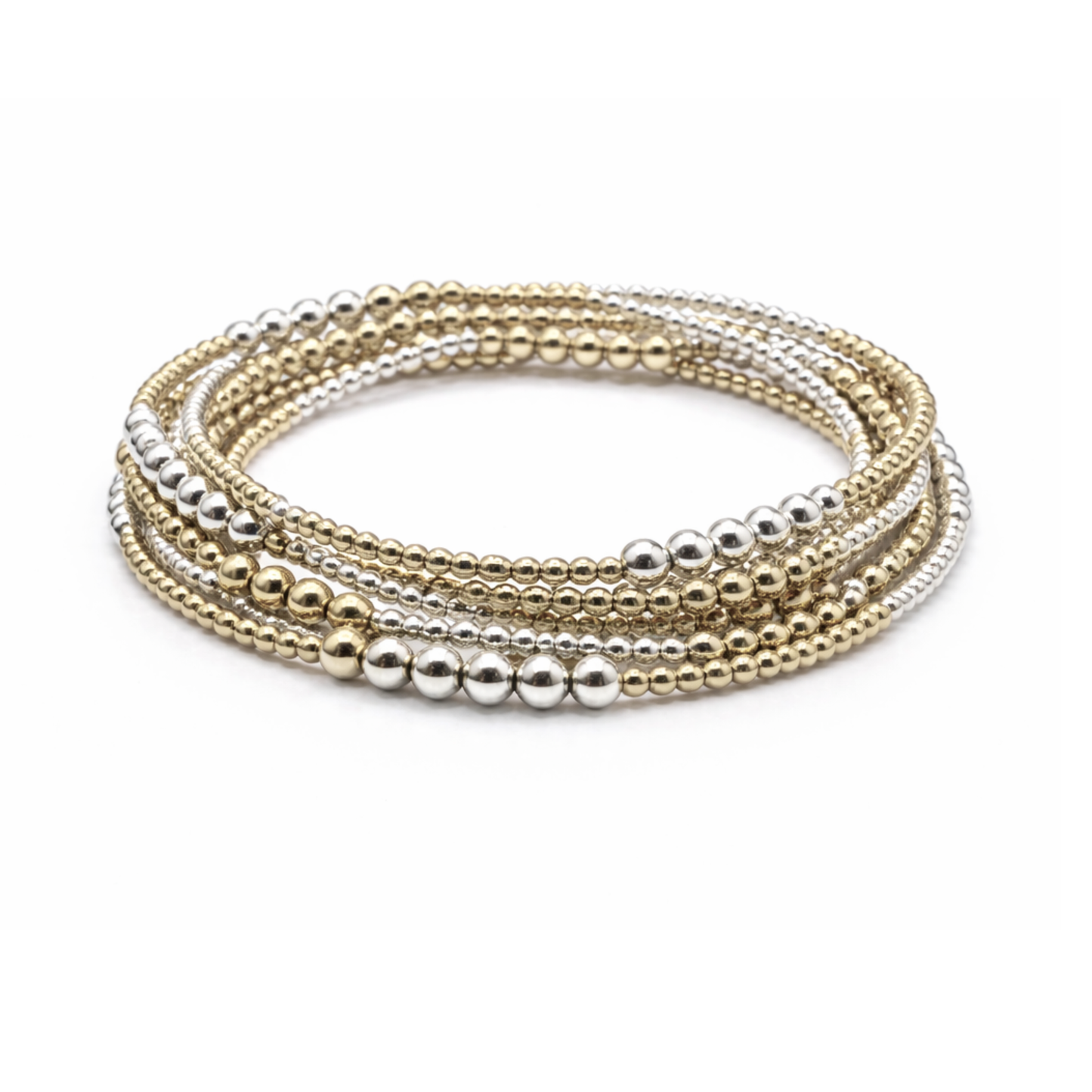 The Hamptons Mix 2x4 Sterling Silver and 14k Gold-Filled Beaded Bracelet