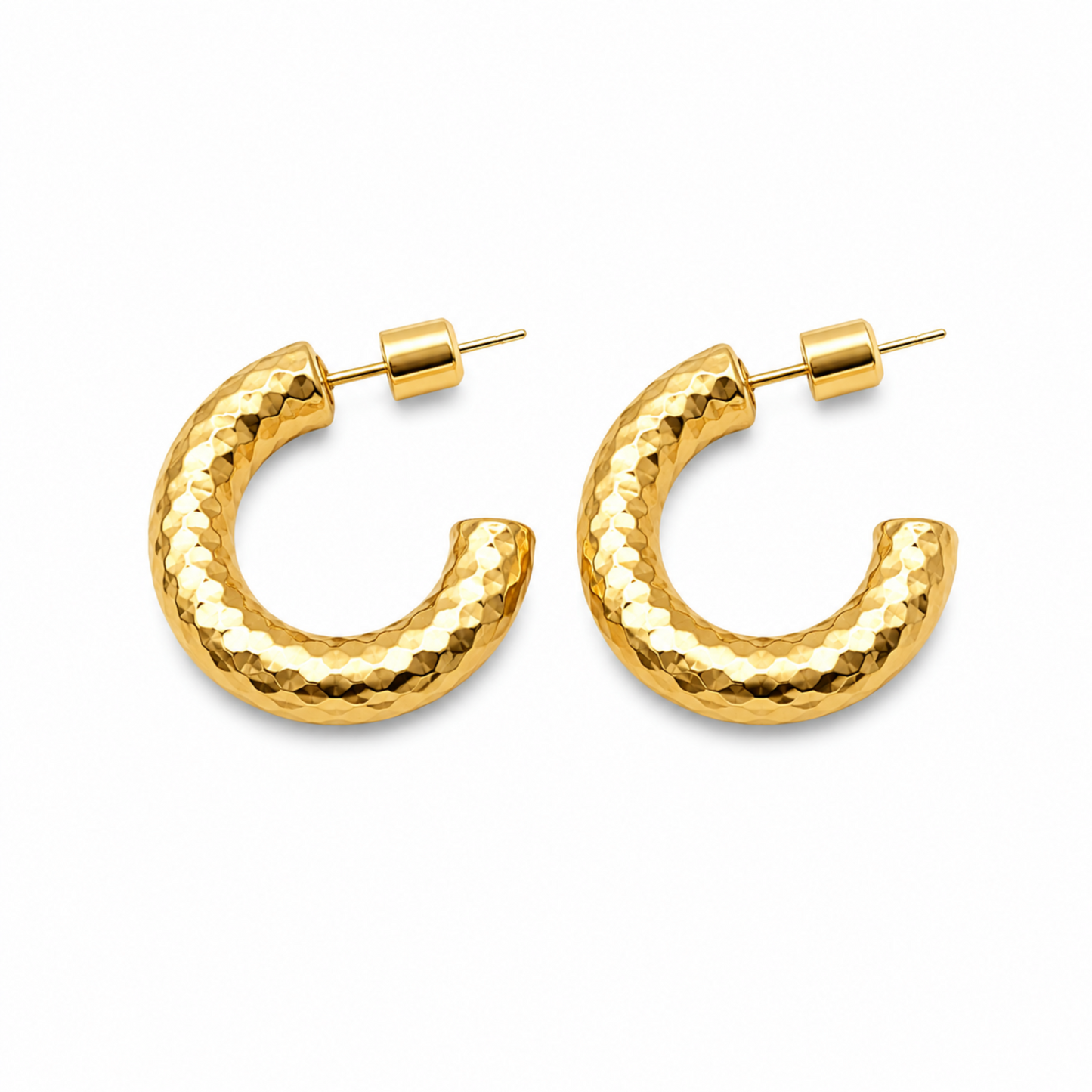 Allure 20mm Brushed Gold Hammered Hoop Earring erin gray